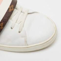 Louis Vuitton White/Brown Canvas and Leather Frontrow Sneakers Size 36.5