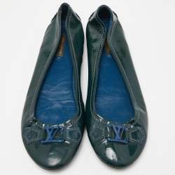 Louis Vuitton Dark Green Patent Leather Oxford Ballet Flats Size 39.5