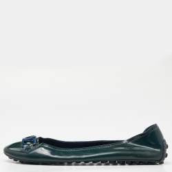 Louis Vuitton Dark Green Patent Leather Oxford Ballet Flats Size 39.5