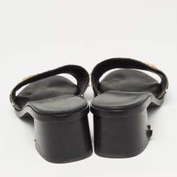 Louis Vuitton Brown/Black Monogram Canvas and Leather Lock It Slide Sandals Size 39.5