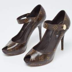 Pre Owned Louis Vuitton Brown Monogram Canvas Ritual Mary Jane Pumps Size 40