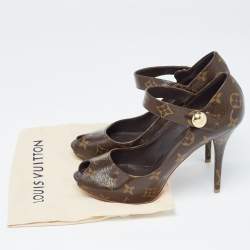 Pre Owned Louis Vuitton Brown Monogram Canvas Ritual Mary Jane Pumps Size 40