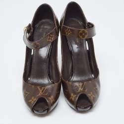 Pre Owned Louis Vuitton Brown Monogram Canvas Ritual Mary Jane Pumps Size 40