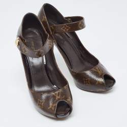 Pre Owned Louis Vuitton Brown Monogram Canvas Ritual Mary Jane Pumps Size 40