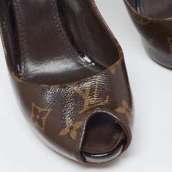 Pre Owned Louis Vuitton Brown Monogram Canvas Ritual Mary Jane Pumps Size 40