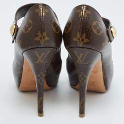 Pre Owned Louis Vuitton Brown Monogram Canvas Ritual Mary Jane Pumps Size 40