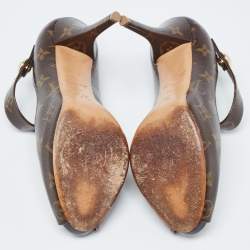 Pre Owned Louis Vuitton Brown Monogram Canvas Ritual Mary Jane Pumps Size 40