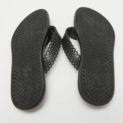 Pre Owned Louis Vuitton Black Leather Thong Flat Sandals Size 39.5