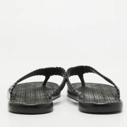 Pre Owned Louis Vuitton Black Leather Thong Flat Sandals Size 39.5