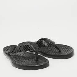 Pre Owned Louis Vuitton Black Leather Thong Flat Sandals Size 39.5