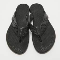 Pre Owned Louis Vuitton Black Leather Thong Flat Sandals Size 39.5