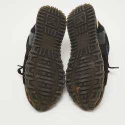 Louis Vuitton Black/Brown Suede and Monogram Canvas Run Away  Sneakers Size 36