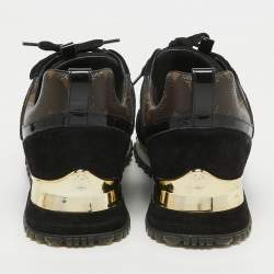 Louis Vuitton Black/Brown Suede and Monogram Canvas Run Away  Sneakers Size 36