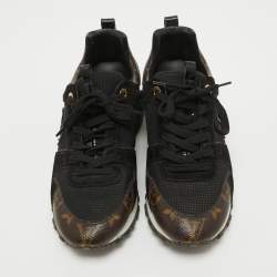Louis Vuitton Black/Brown Suede and Monogram Canvas Run Away  Sneakers Size 36