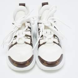 Pre Owned Louis Vuitton White Nylon and Monogram Canvas Archlight Sneakers Size 35