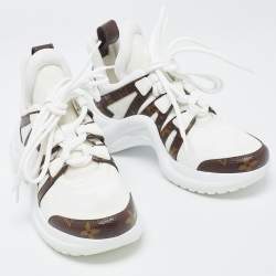Pre Owned Louis Vuitton White Nylon and Monogram Canvas Archlight Sneakers Size 35