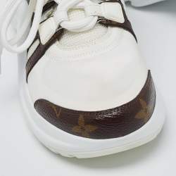 Pre Owned Louis Vuitton White Nylon and Monogram Canvas Archlight Sneakers Size 35