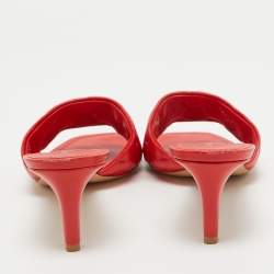 Louis Vuitton Red Monogram Embossed Leather Revival Slide Sandals Size 40