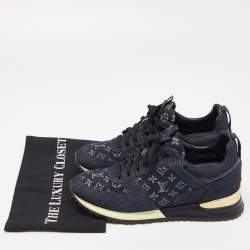 Louis Vuitton Navy Blue Monogram Denim and Leather Run Away Sneakers Size 39