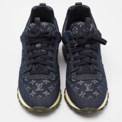 Louis Vuitton Navy Blue Monogram Denim and Leather Run Away Sneakers Size 39
