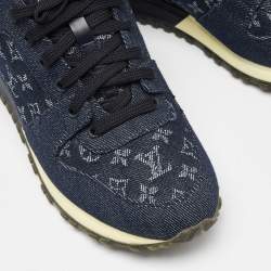 Louis Vuitton Navy Blue Monogram Denim and Leather Run Away Sneakers Size 39