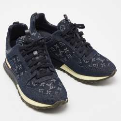 Louis Vuitton Navy Blue Monogram Denim and Leather Run Away Sneakers Size 39