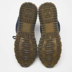 Louis Vuitton Navy Blue Monogram Denim and Leather Run Away Sneakers Size 39
