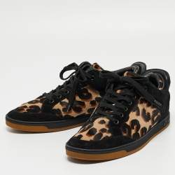 Louis Vuitton Black/Brown Calf Hair and Suede Low Top Sneakers Size 38.5