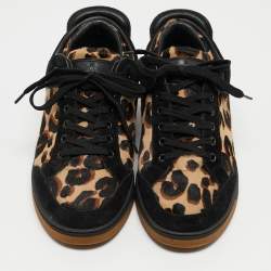 Pre Owned Louis Vuitton Black/Brown Calf Hair and Suede Low Top Sneakers Size 38.5