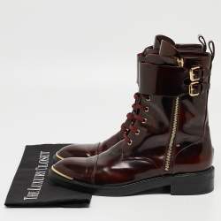 مملوكة مسبقًا Louis Vuitton Burgundy Patent Diplomacy Ranger Boots Size 40