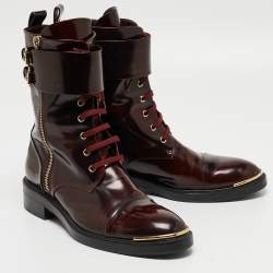 مملوكة مسبقًا Louis Vuitton Burgundy Patent Diplomacy Ranger Boots Size 40