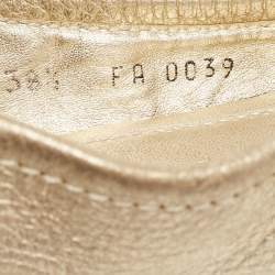 مملوكة مسبقًا Louis Vuitton Metallic Gold Leather Oxford Ballet Flats Size 38.5