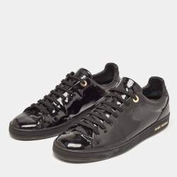 Louis Vuitton Black Patent and Leather Frontrow Sneakers Size 41