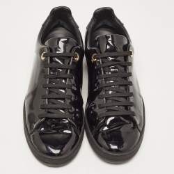 Louis Vuitton Black Patent and Leather Frontrow Sneakers Size 41