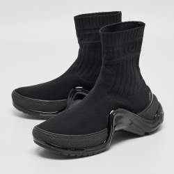 Louis Vuitton Black Knit Fabric Archlight High Top Sneakers Size 38