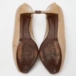 مملوكة مسبقًا Louis Vuitton Beige Patent Leather Oh Really! Platform Peep Toe Pumps Size 40