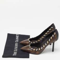 Pre Owned Louis Vuitton Brown Monogram Canvas and Leather Trim Eldorado Pointed Toe Pumps Size 36
