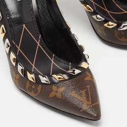 Pre Owned Louis Vuitton Brown Monogram Canvas and Leather Trim Eldorado Pointed Toe Pumps Size 36