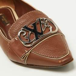 Pre Owned Louis Vuitton Brown Leather Ballet Flats Size 35.5