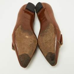 Pre Owned Louis Vuitton Brown Leather Ballet Flats Size 35.5