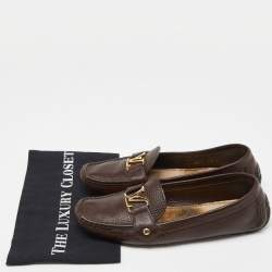 Pre Owned Louis Vuitton Brown Leather Oxford Loafers Size 39