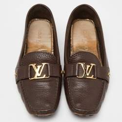 Pre Owned Louis Vuitton Brown Leather Oxford Loafers Size 39
