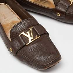 Pre Owned Louis Vuitton Brown Leather Oxford Loafers Size 39