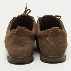 Louis Vuitton Brown Textured Suede and Monogram Fabric Low Top Sneakers Size 39.5