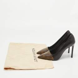 Louis Vuitton Brown/Black Monogram Canvas and Leather Pointed Toe Pumps Size 38.5