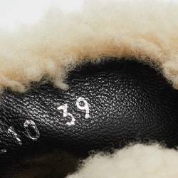 مملوكة مسبقًا Louis Vuitton White/Brown Fur and Leather Slingback Flat Sandals Size 39