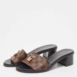 Louis Vuitton Brown Damier Ebene Canvas Lock It Slide Sandals Size 39