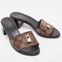 Louis Vuitton Brown Damier Ebene Canvas Lock It Slide Sandals Size 39
