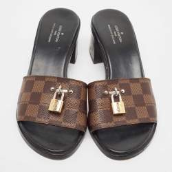 Louis Vuitton Brown Damier Ebene Canvas Lock It Slide Sandals Size 39