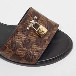 Louis Vuitton Brown Damier Ebene Canvas Lock It Slide Sandals Size 39